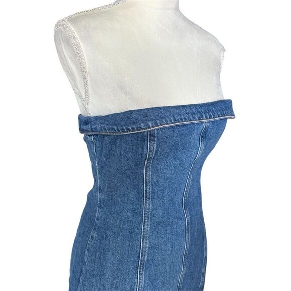 Reformation Madilyn Denim Mini Tube Top Strapless Bodycon Dress - Picture 4 of 6